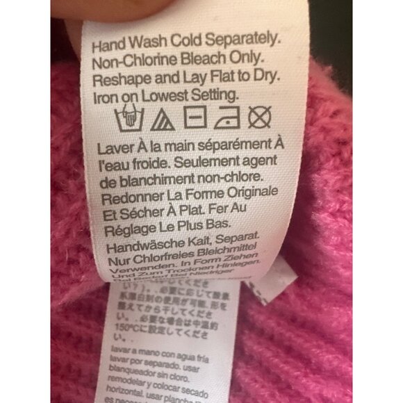 J. Crew Womens 100% Cashmere Ribbed Sweater S Pink Raglan Sleeve - Picture 6 of 7